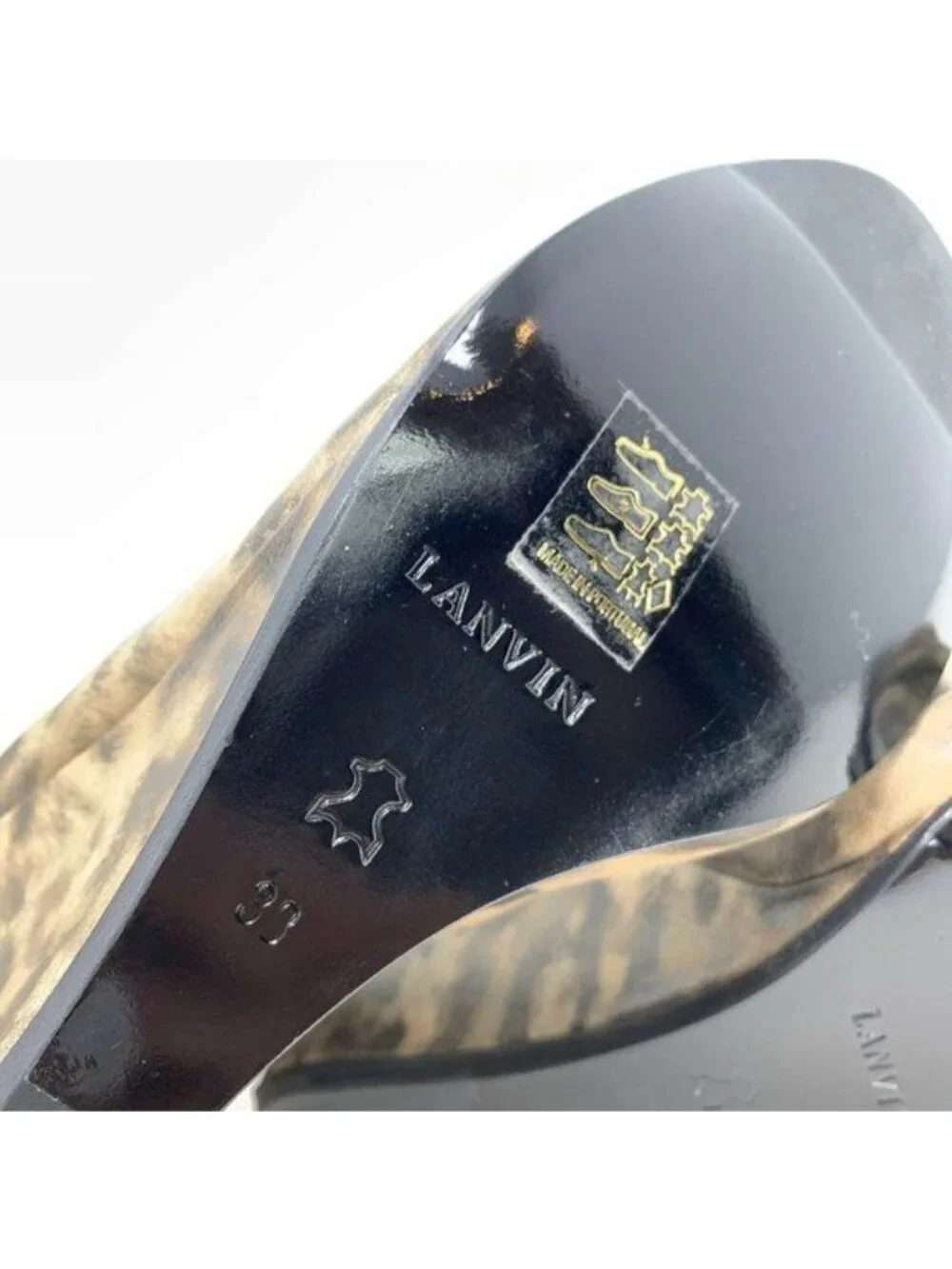 Lanvin Leopard Print Wedge Heels Round Toe Size 39 Leather Sole Made In Italy
